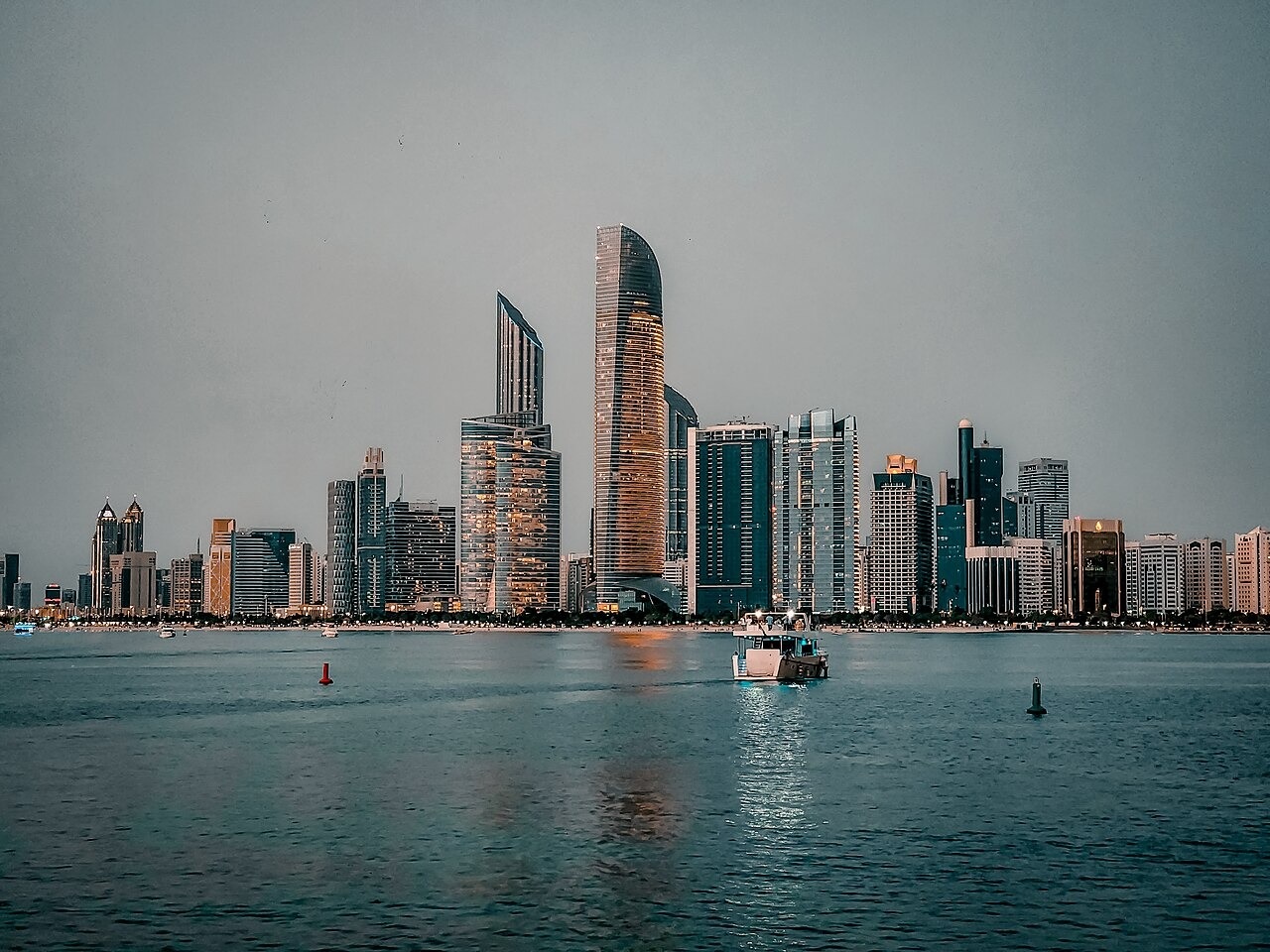 Abu Dhabi skyline at dusk